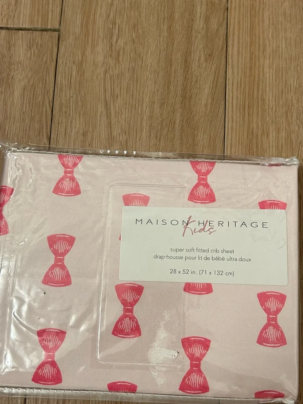 Kids Pink Bow Print Crib Sheet